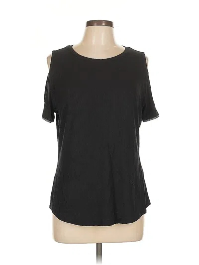 Pre-owned Ivanka Trump Short Sleeve Top Black Cold Shoulder Neckline Tops