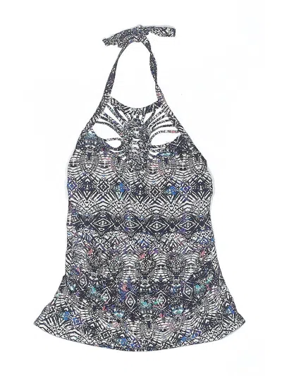 Pre-owned Island Escape Swimsuit Top Gray Print Pattern Swimwear