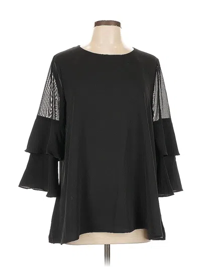 Pre-owned Patrizia Luca 3/4 Sleeve Top Black Cold Shoulder Neckline Tops