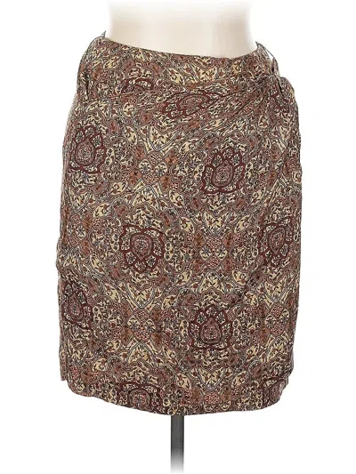 Pre-owned Anne Klein Ii Silk Skirt In Brown