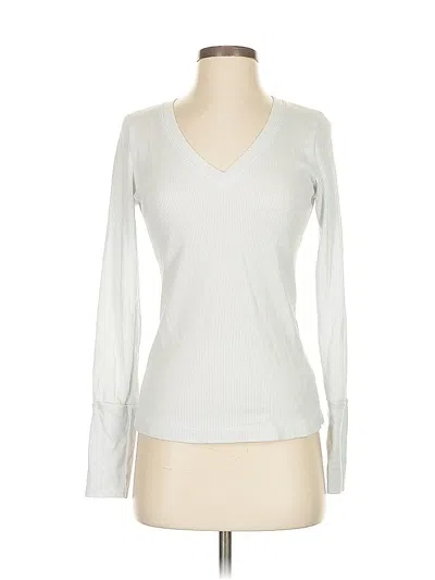 Pre-owned Michael Stars Long Sleeve Top Silver V Neck Tops