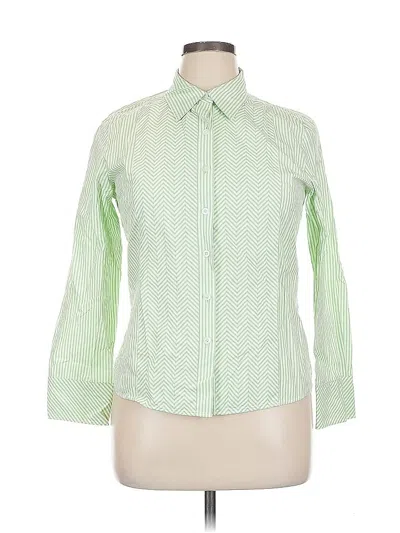 Pre-owned Talbots Long Sleeve Button Down Shirt In Green