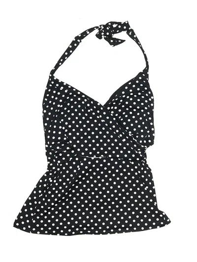 Pre-owned Lands' End Swimsuit Top Black Polka Dots Pattern Swimwear
