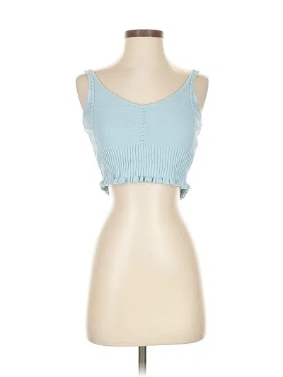 Pre-owned Minkpink Tank Top Blue Strapless Neckline Tops