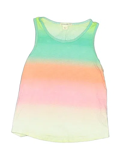 Pre-owned Crewcuts Kids' Tank Top Green Tie-dye Pattern Crew Neck Tops