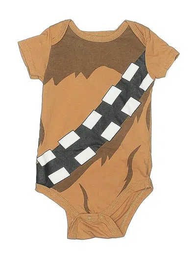 Pre-owned Star Wars Kids' Short Sleeve Onesie In Brown