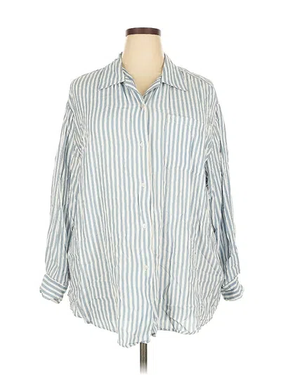 Pre-owned Christie & Jill Long Sleeve Button Down Shirt In Blue