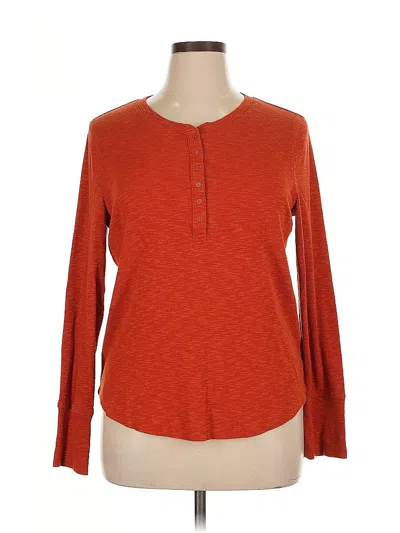 Pre-owned Gap Long Sleeve Henley Shirt In Orange