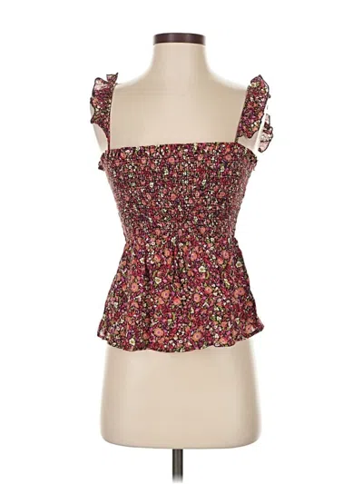 Pre-owned Ba&sh Sleeveless Top Burgundy Sweetheart Neckline Tops