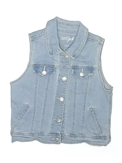 Pre-owned Cat & Jack Kids' Denim Vest In Blue
