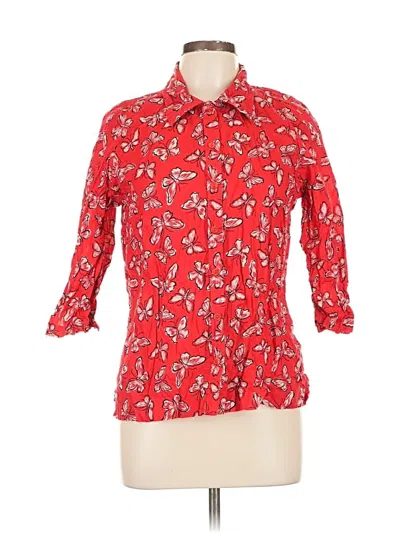 Pre-owned Erika 3/4 Sleeve Button Down Shirt In Red