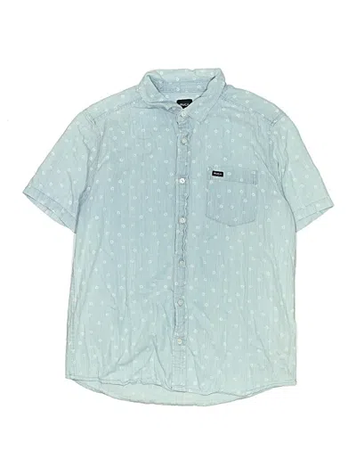 Pre-owned Rvca Kids' Short Sleeve Button Down Shirt In Blue