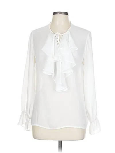 Pre-owned Liz Claiborne Collection Long Sleeve Blouse In White