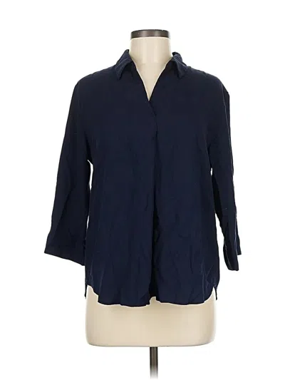 Pre-owned Uniqlo 3/4 Sleeve Button Down Shirt In Blue