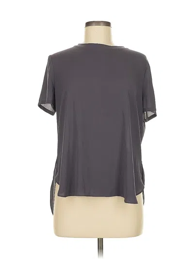 Pre-owned Ann Taylor Loft Short Sleeve Top Gray Keyhole Neckline Tops