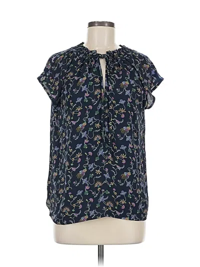 Pre-owned Ann Taylor Loft Short Sleeve Blouse In Blue