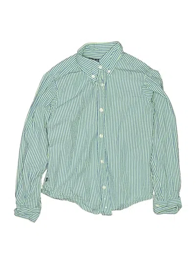 Pre-owned Brooks Brothers Kids' Long Sleeve Button Down Shirt In Green
