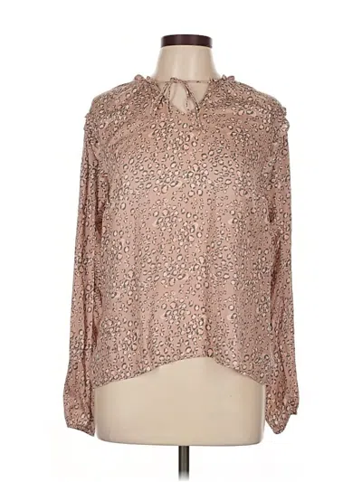 Pre-owned Left Coast By Dolan Long Sleeve Blouse In Pink