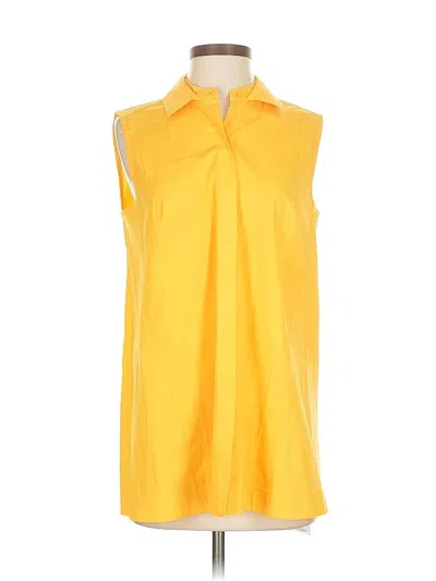 Pre-owned Lafayette 148 Sleeveless Button Down Shirt In Yellow