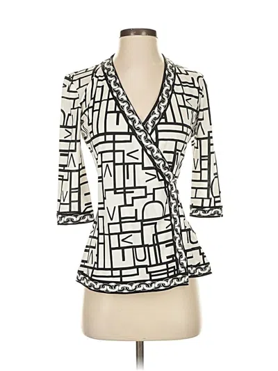 Pre-owned Diane Von Furstenberg 3/4 Sleeve Blouse In Black