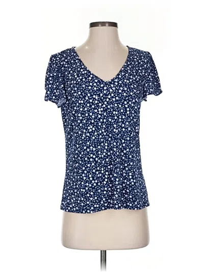 Pre-owned Cece Short Sleeve Top Blue Stars Pattern Sweetheart Neckline Tops
