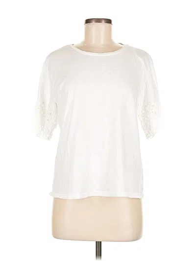 Pre-owned Cece Short Sleeve Top Ivory Crew Neck Tops In White
