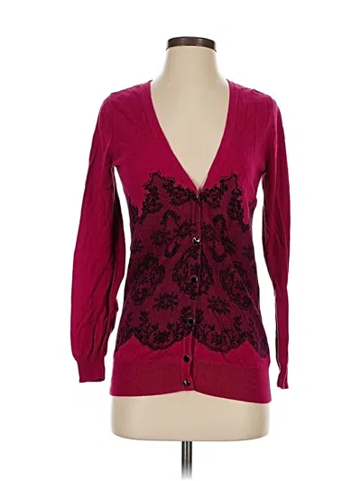Pre-owned Elle Cardigan Sweater In Burgundy