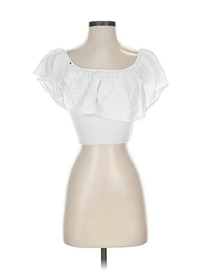 Pre-owned Skemo Short Sleeve Top White Sweetheart Neckline Tops