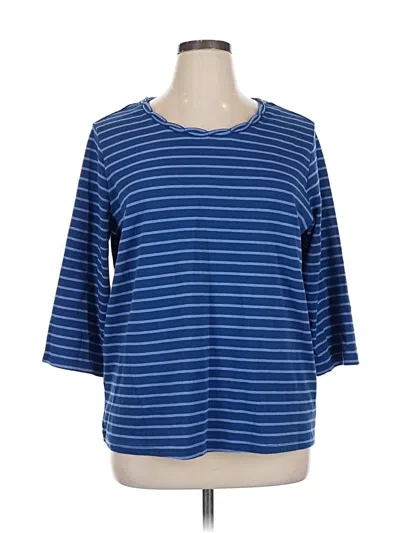 Pre-owned Blair 3/4 Sleeve Top Blue Boatneck Tops