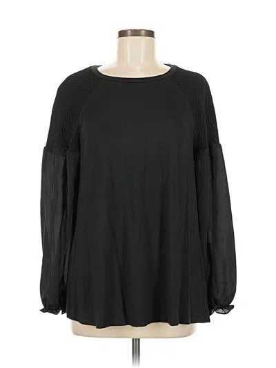 Pre-owned Ellen Tracy Long Sleeve Blouse In Black