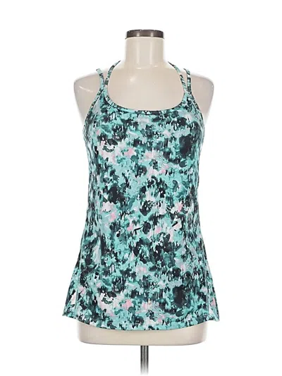 Pre-owned Gaiam Tank Top Teal Halter Neckline Tops In Blue