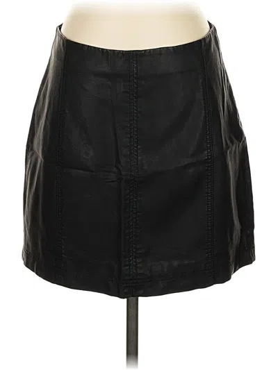 Pre-owned Free People Faux Leather Skirt In Black