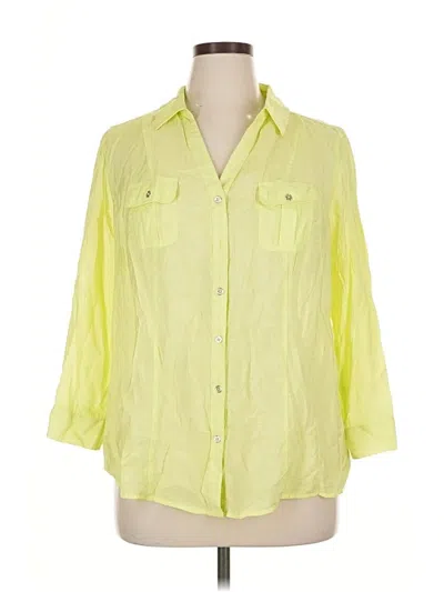 Pre-owned Roz & Ali 3/4 Sleeve Button Down Shirt In Yellow