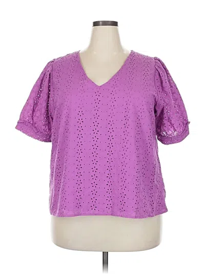 Pre-owned Draper James Short Sleeve Blouse In Purple
