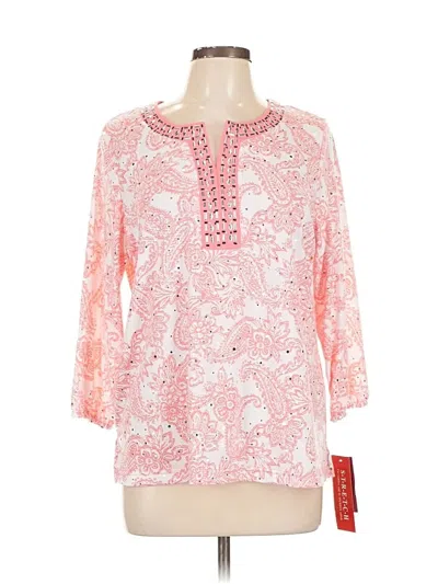 Pre-owned Cathy Daniels 3/4 Sleeve Blouse In Pink