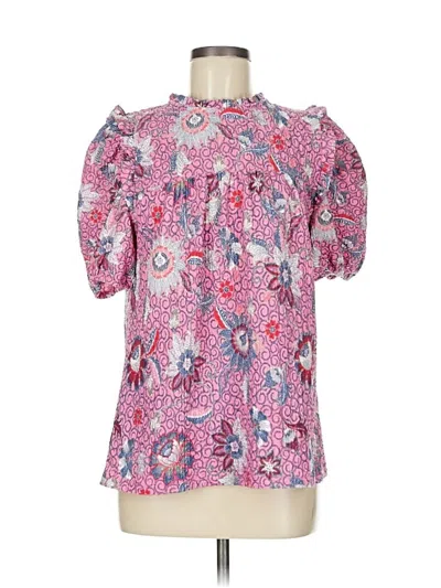 Pre-owned Ann Taylor Loft Short Sleeve Blouse In Pink