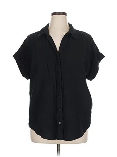 Pre-owned Caslon Short Sleeve Blouse In Black