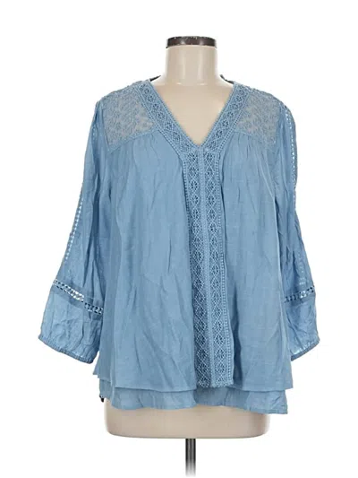 Style & Co 3/4 Sleeve Blouse In Blue