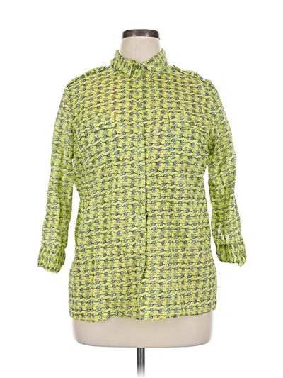 Pre-owned Jaclyn Smith 3/4 Sleeve Button Down Shirt In Green