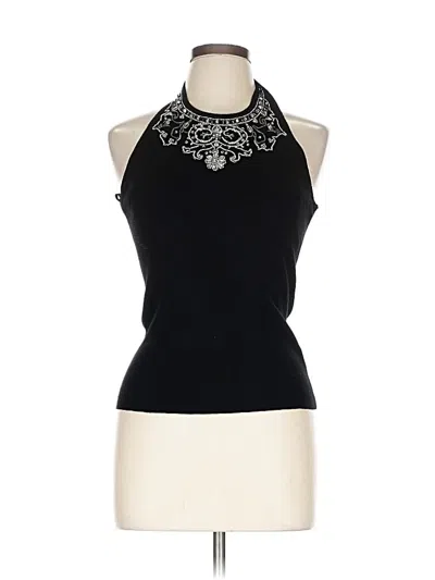 Pre-owned M David Meister Sleeveless Top Black Halter Neckline Tops