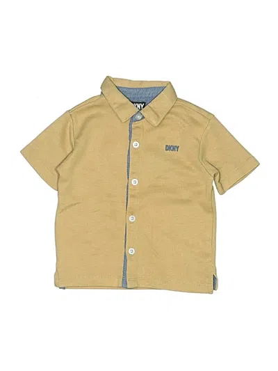 Pre-owned Dkny Kids' Short Sleeve Button Down Shirt In Brown