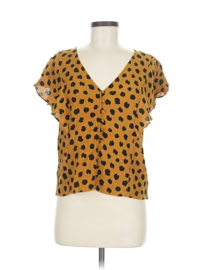 Pre-owned Madewell Short Sleeve Blouse In Yellow
