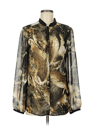 Pre-owned Vivienne Vivienne Tam Long Sleeve Blouse In Gold