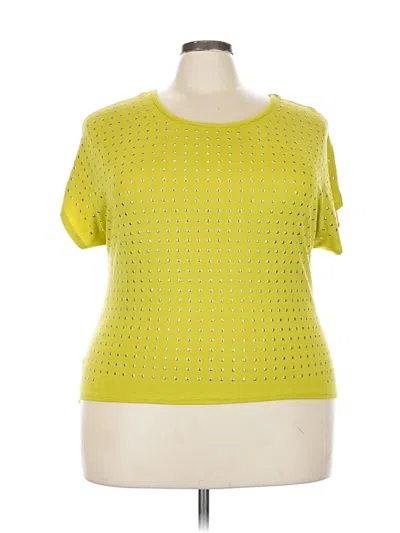 Pre-owned 89th & Madison Short Sleeve Top Yellow Square Neckline Tops