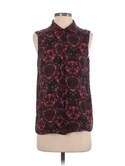 Pre-owned A.l.c Sleeveless Silk Top Burgundy Paisley Pattern Tie Neck Tops