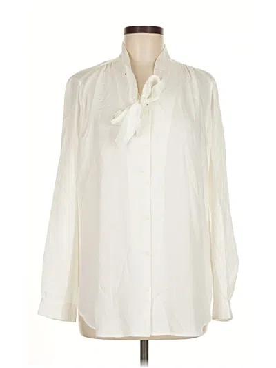 Pre-owned Uniqlo Long Sleeve Blouse In White