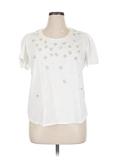 Pre-owned Chico's Short Sleeve Blouse In White