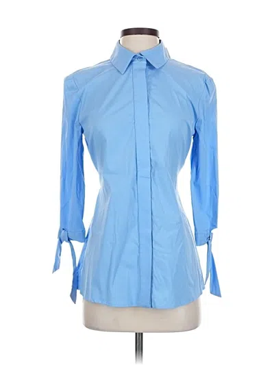 Pre-owned Milly 3/4 Sleeve Blouse In Blue