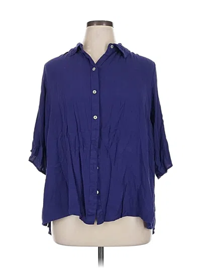Pre-owned Evans 3/4 Sleeve Button Down Shirt In Blue