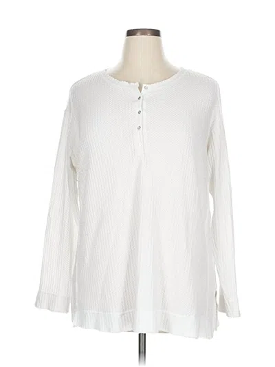 Pre-owned Caslon Long Sleeve Blouse In White